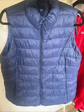 GAP Blue Quilted Puffer Vest - Sleeveless Zip Jacket